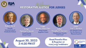 Restorative Justice for Judges Webinar, August 30, 2023
